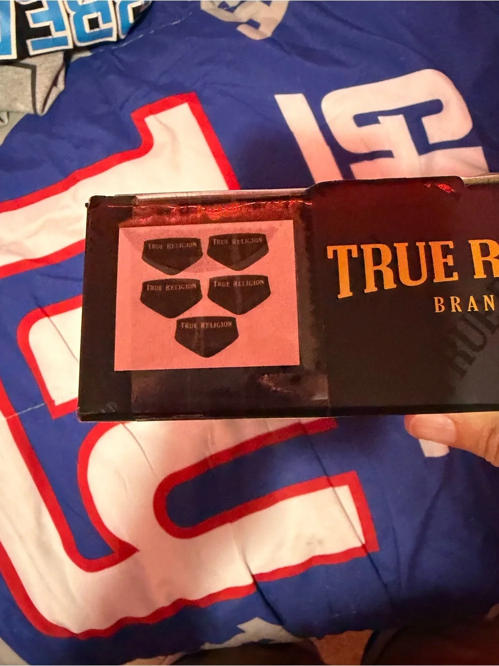 True Religion Men's Briefs 5-Pack in Black and Blue Packaging